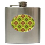 Tile Background Image Pattern Green Hip Flask (6 oz) Front