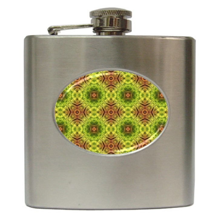 Tile Background Image Pattern Green Hip Flask (6 oz)