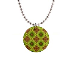 Tile Background Image Pattern Green 1  Button Necklace by Pakrebo