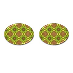 Tile Background Image Pattern Green Cufflinks (oval) by Pakrebo