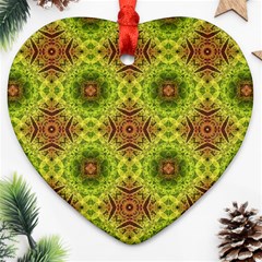 Tile Background Image Pattern Green Heart Ornament (two Sides) by Pakrebo