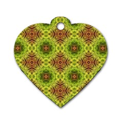 Tile Background Image Pattern Green Dog Tag Heart (two Sides) by Pakrebo