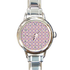 Background Image Tile Geometric Round Italian Charm Watch by Pakrebo