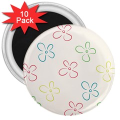 Flower Background Nature Floral 3  Magnets (10 Pack)  by Mariart