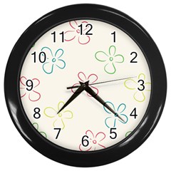 Flower Background Nature Floral Wall Clock (black) by Mariart