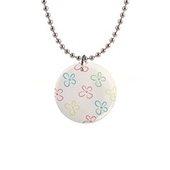 Flower Background Nature Floral 1  Button Necklace by Mariart