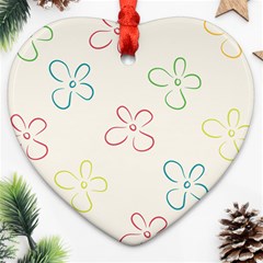 Flower Background Nature Floral Heart Ornament (two Sides) by Mariart