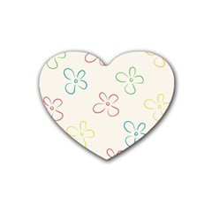 Flower Background Nature Floral Rubber Coaster (heart)  by Mariart