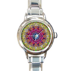 Background Fractals Surreal Design 3d Round Italian Charm Watch