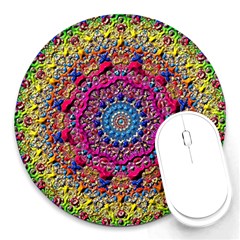 Background Fractals Surreal Design 3d Round Mousepads