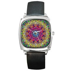 Background Fractals Surreal Design 3d Square Metal Watch