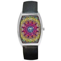 Background Fractals Surreal Design 3d Barrel Style Metal Watch