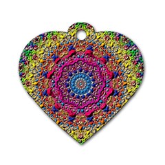 Background Fractals Surreal Design 3d Dog Tag Heart (One Side)