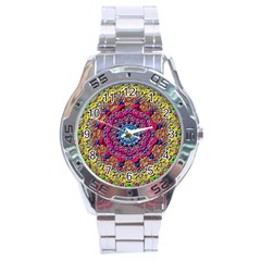 Background Fractals Surreal Design 3d Stainless Steel Analogue Watch