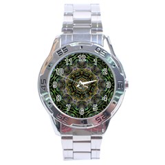 Fractal  Background Graphic Stainless Steel Analogue Watch by Pakrebo