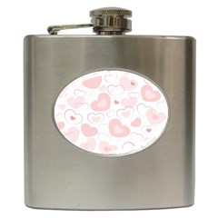 Pastel Pink Hearts Hip Flask (6 Oz) by retrotoomoderndesigns