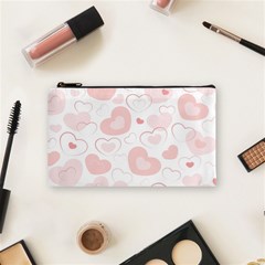 Pastel Pink Hearts Cosmetic Bag (small) by retrotoomoderndesigns