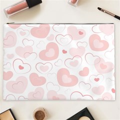 Pastel Pink Hearts Cosmetic Bag (xxl) by retrotoomoderndesigns