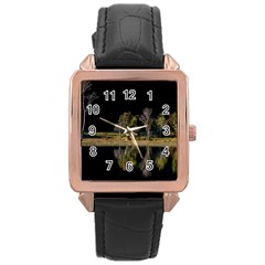 Soi Ball Symmetry Scenery Reflect Rose Gold Leather Watch  by Pakrebo