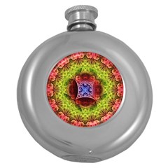 Tile Background Image Pattern Round Hip Flask (5 Oz) by Pakrebo