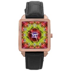 Tile Background Image Pattern Rose Gold Leather Watch  by Pakrebo