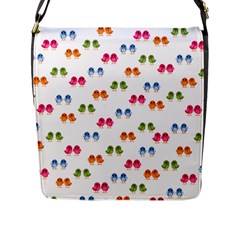 Tweet-hearts Pattern Flap Closure Messenger Bag (l) by WensdaiAmbrose