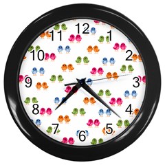 Tweet-hearts Pattern Wall Clock (black) by WensdaiAmbrose