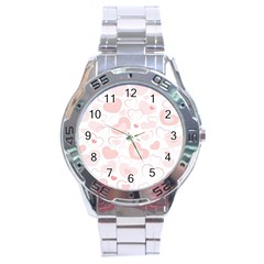 Pastel Pink Hearts Stainless Steel Analogue Watch by retrotoomoderndesigns