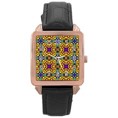 Tile Background Image Graphic Abstract Rose Gold Leather Watch  by Pakrebo