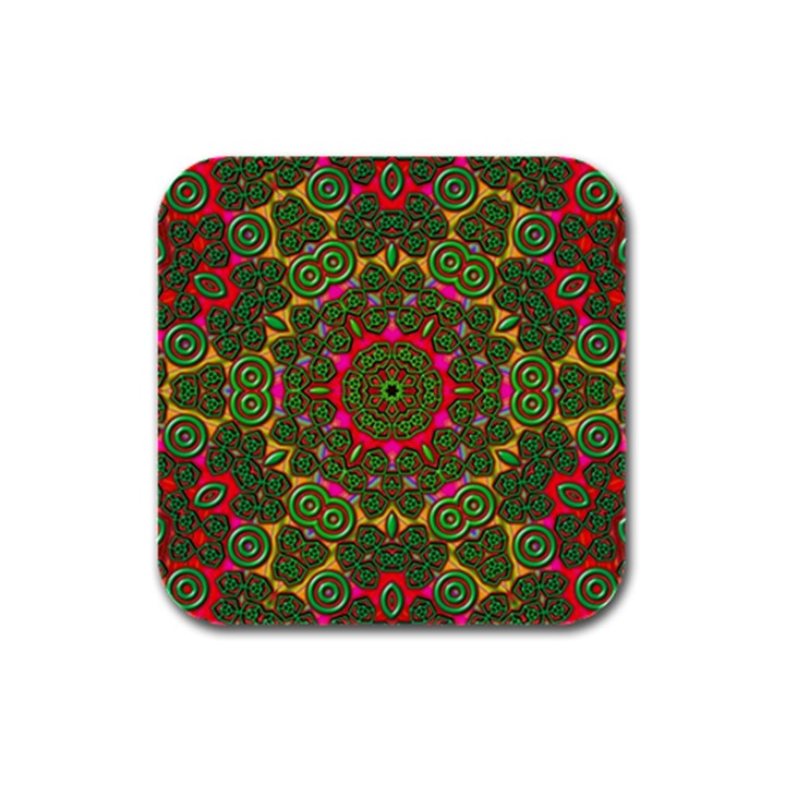 Background Image Pattern Rubber Square Coaster (4 pack) 