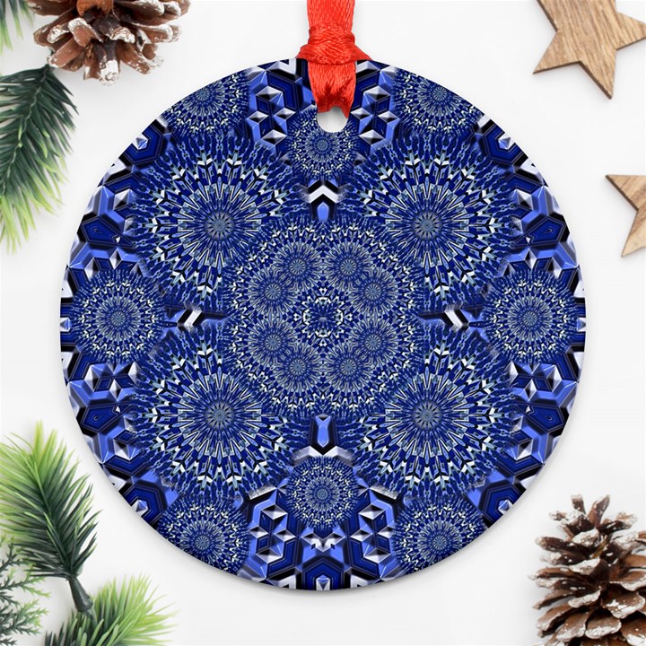 Farbenpracht Kaleidoscope Blue Ornament (Round)