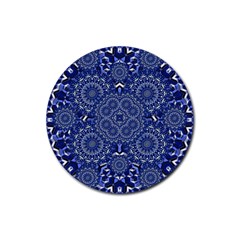 Farbenpracht Kaleidoscope Blue Rubber Coaster (round)  by Pakrebo