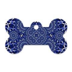 Farbenpracht Kaleidoscope Blue Dog Tag Bone (two Sides) by Pakrebo