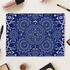 Farbenpracht Kaleidoscope Blue Cosmetic Bag (xl) by Pakrebo