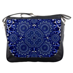 Farbenpracht Kaleidoscope Blue Messenger Bag by Pakrebo