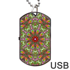 Fractal Image  Background Dog Tag Usb Flash (one Side) by Pakrebo