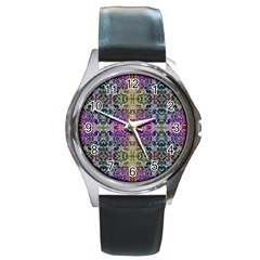 Background Image Pattern Round Metal Watch by Pakrebo