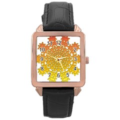 Background Image Ornament Rose Gold Leather Watch  by Pakrebo