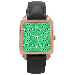 Triangle Background Pattern Rose Gold Leather Watch  by Pakrebo