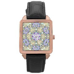 Ornament Kaleidoscope Rose Gold Leather Watch  by Pakrebo