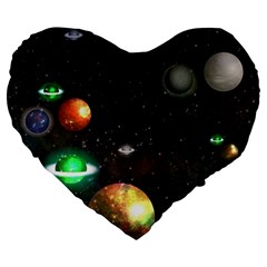 Galactic Large 19  Premium Heart Shape Cushions by WensdaiAmbrose