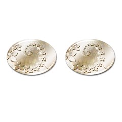 Flora Flowers Background Leaf Cufflinks (oval) by Mariart