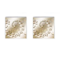 Flora Flowers Background Leaf Cufflinks (square) by Mariart