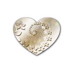 Flora Flowers Background Leaf Heart Coaster (4 Pack)  by Mariart