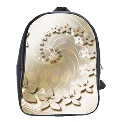 Flora Flowers Background Leaf School Bag (large) by Mariart