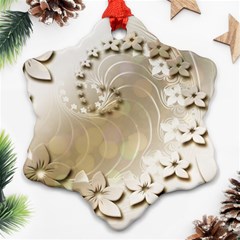 Flora Flowers Background Leaf Snowflake Ornament (two Sides) by Mariart