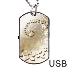 Flora Flowers Background Leaf Dog Tag Usb Flash (one Side)