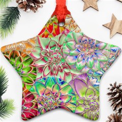 Dahlia Flower Colorful Art Collage Ornament (star) by Pakrebo