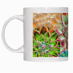 Dahlia Flower Colorful Art Collage White Mugs by Pakrebo