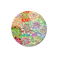 Dahlia Flower Colorful Art Collage Magnet 3  (round) by Pakrebo